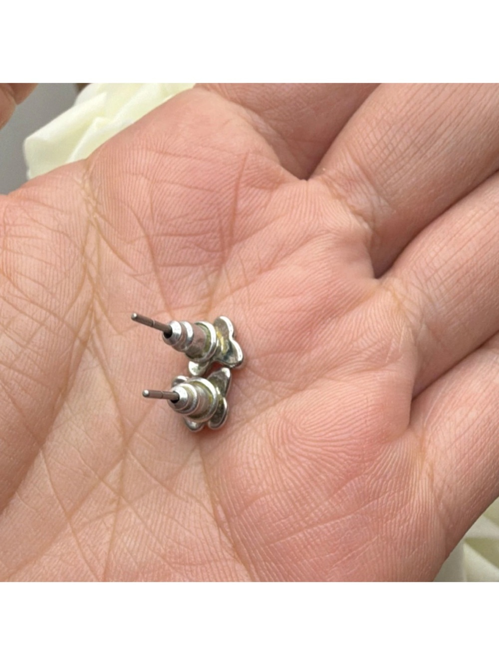 Butterfly Stud Earrings - Silver Tone - Picture 2 of 4